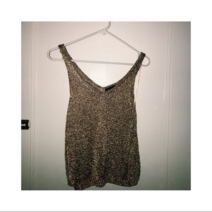 Topshop rose gold metallic knitted ribbed tank
